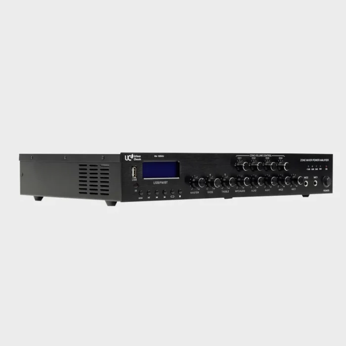urban classic PA 1204 (ZONE AMP) - 120Watts, Copper transformer. 4 Zone with Volume Control (100V ) , 3 Mic Input, 2 Aux Input , Bluetooth, FM , USB (MP3, WMA playback), Pre Out , 4-16Ohm & 70/100V Speaker Output VOX Feature - Image 3