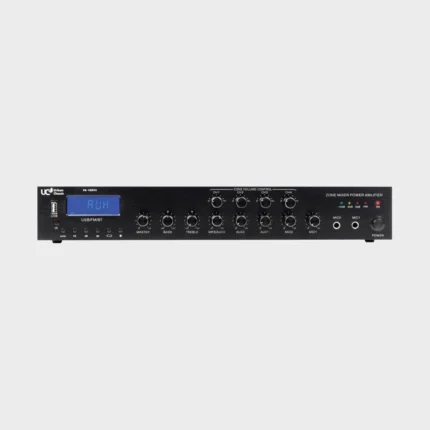 urban classic PA 1204 (ZONE AMP) - 120Watts, Copper transformer. 4 Zone with Volume Control (100V ) , 3 Mic Input, 2 Aux Input , Bluetooth, FM , USB (MP3, WMA playback), Pre Out , 4-16Ohm & 70/100V Speaker Output VOX Feature