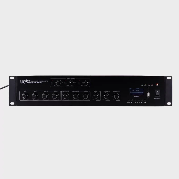urban classic - PA 550 Z3 (ZONE AMP)  550Watts, Copper transformer 3 Zone with Volume Control (100V ) , 3 Mic Input, 2 Aux Input , Bluetooth, FM , USB (MP3, WMA playback), Pre Out , 4-16Ohm & 70/100V Speaker Output VOX Feature - Image 3